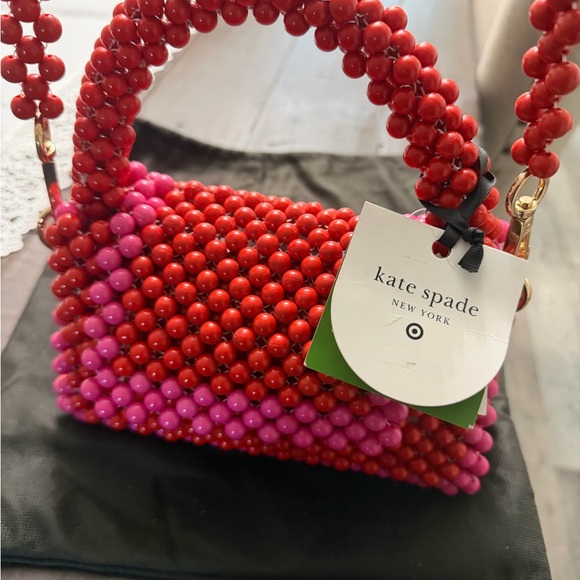 Kate Spade Vibrant Red and Pink Beaded Crossbody Mini Bag - Picture 6 of 14